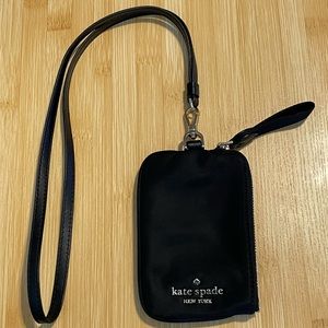 Kate Spade black chelsea card case lanyard